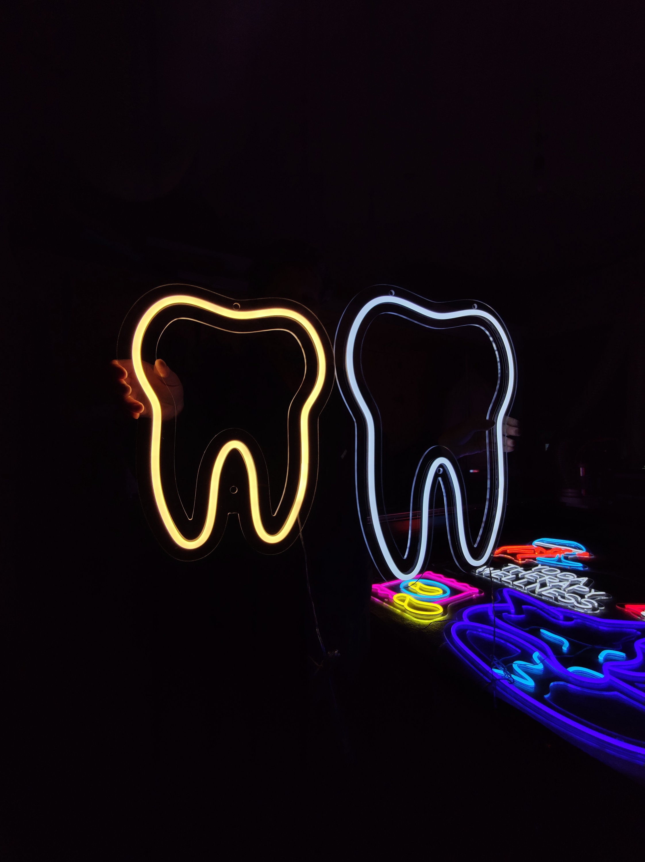 Tooth Neon Sign, Dental Office Decor, White Tooth Led Neon, Dentist ...