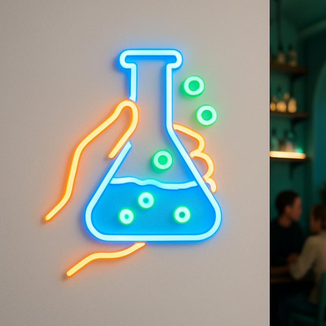 Laboratory Flask With Bubbles Neon Sign. Laboratory Light. Medicine Led ...