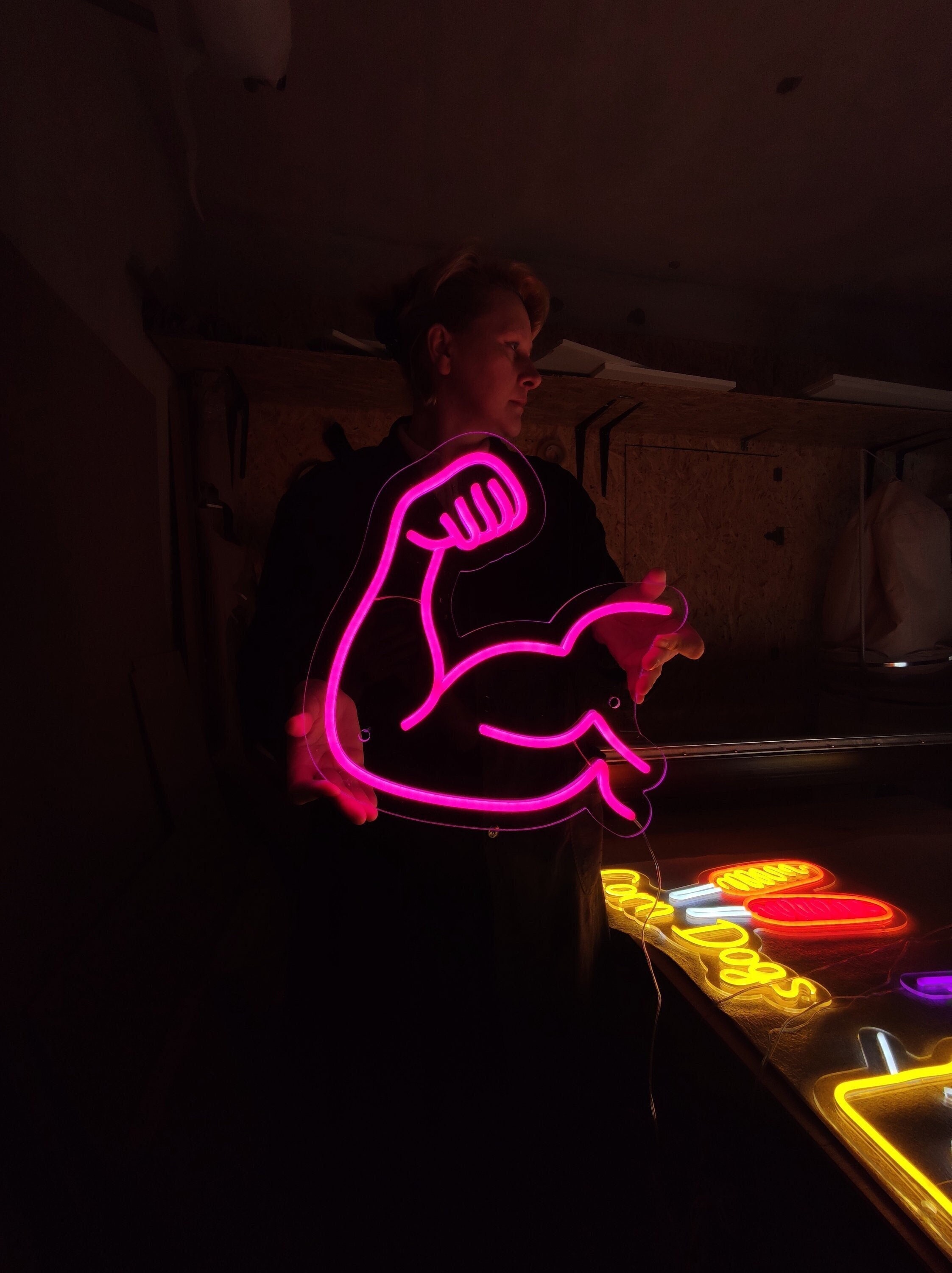 Arm Muscles Neon Sign, Biceps Led Neon, Gym Led Light, Workout Light ...