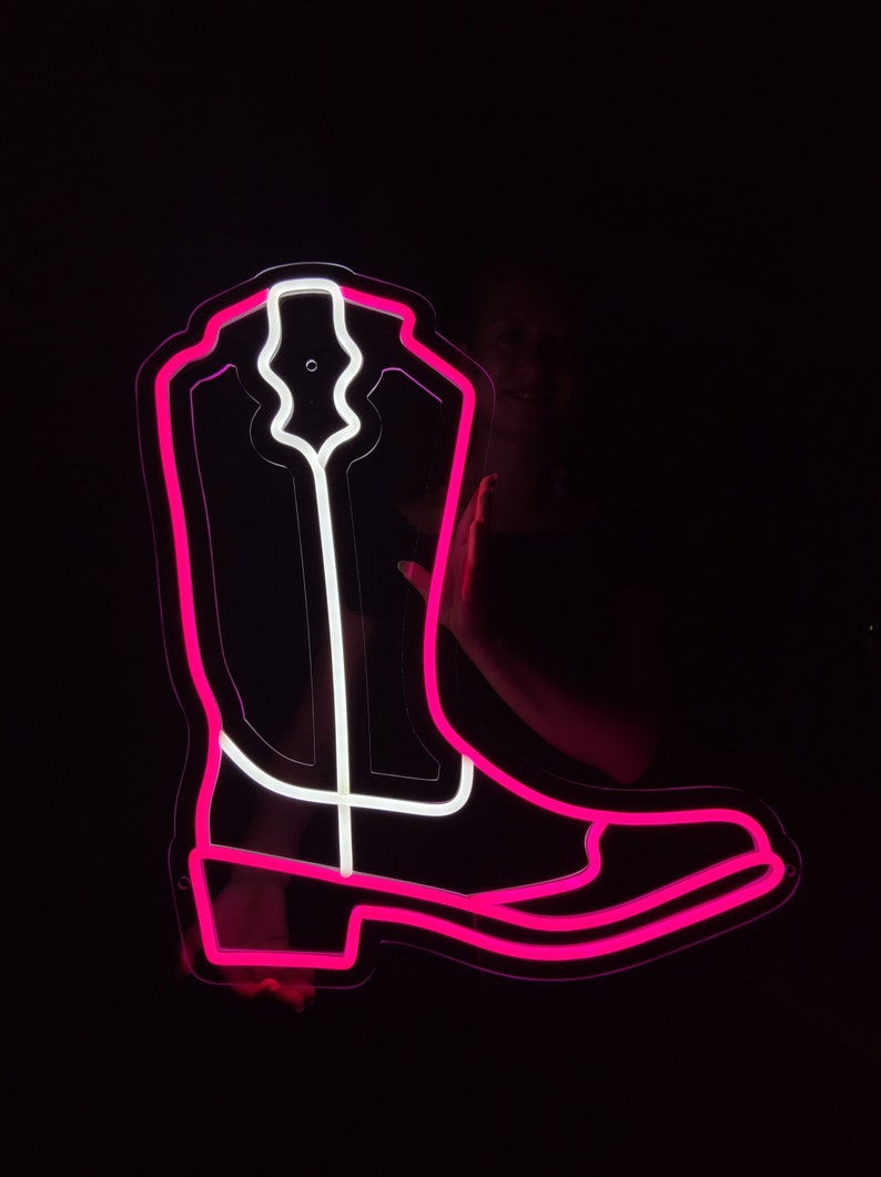 Cowboy boot neon sign, cowboy shoe led sign, western neon light, custom wall cowboy decor led light image 4