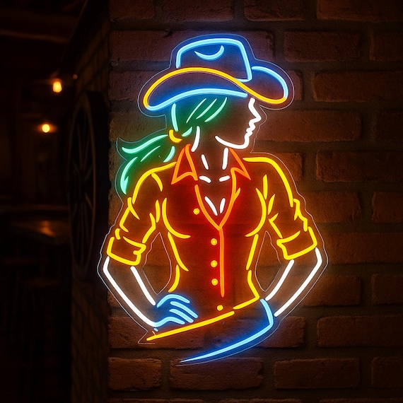 Cowgirl Neon Sign. Cowgirl and Horse Neon Decor. LED Rodeo Decor
