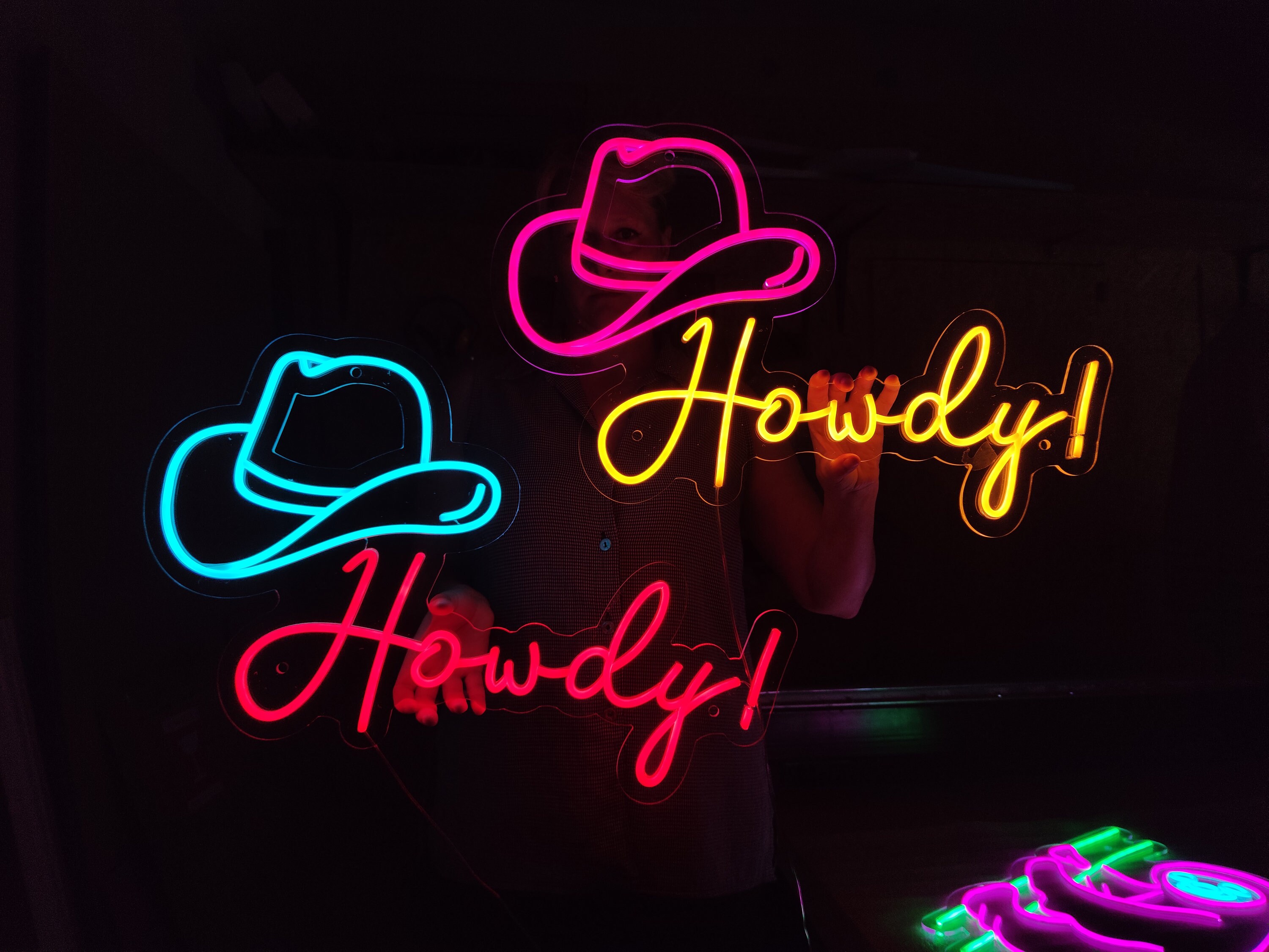 Howdy Neon Sign, Led Cowboy Hat Sign, Western Led Sign, North American ...
