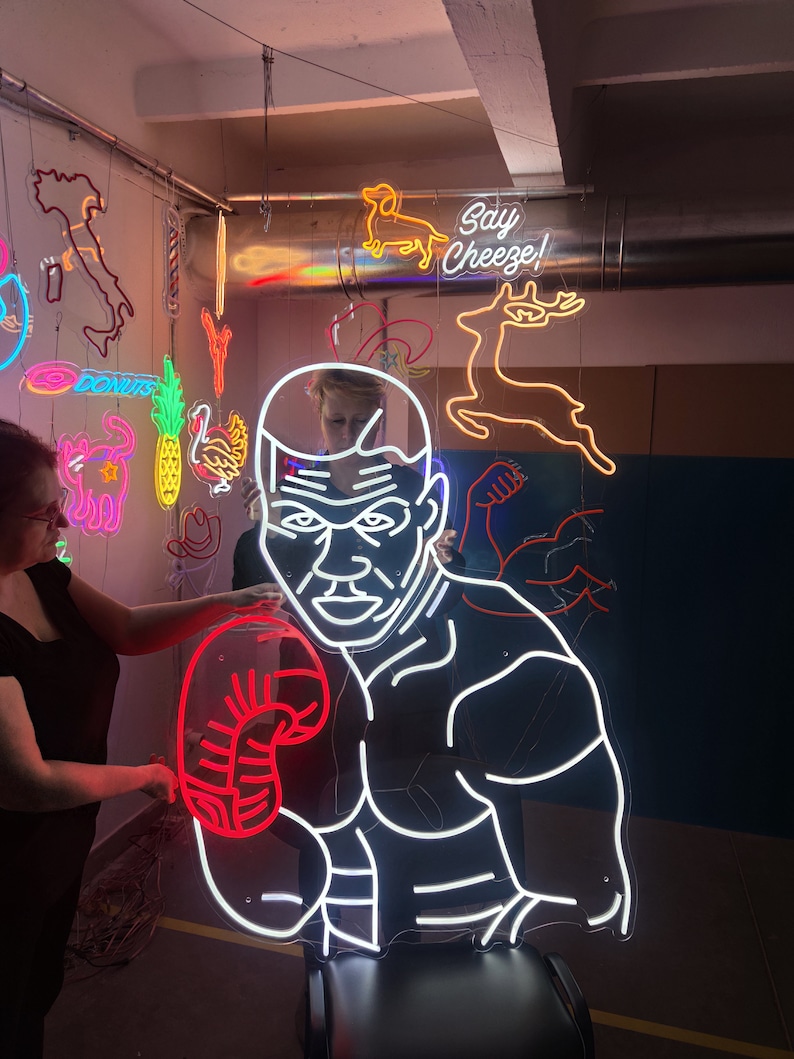 Boxer Neon Sign, Boxing Man Led Light, Muay Thai Led Sign, Fighter Neon ...