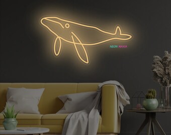 クジラのネオンサイン、海の生き物のLEDネオン、カスタムクジラLED