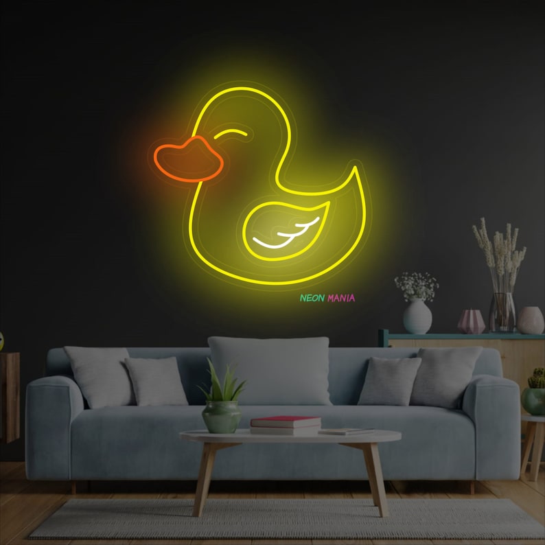 Duck Neon Sign Kids Room Decor Rubber Duck Led Light Sign Etsy