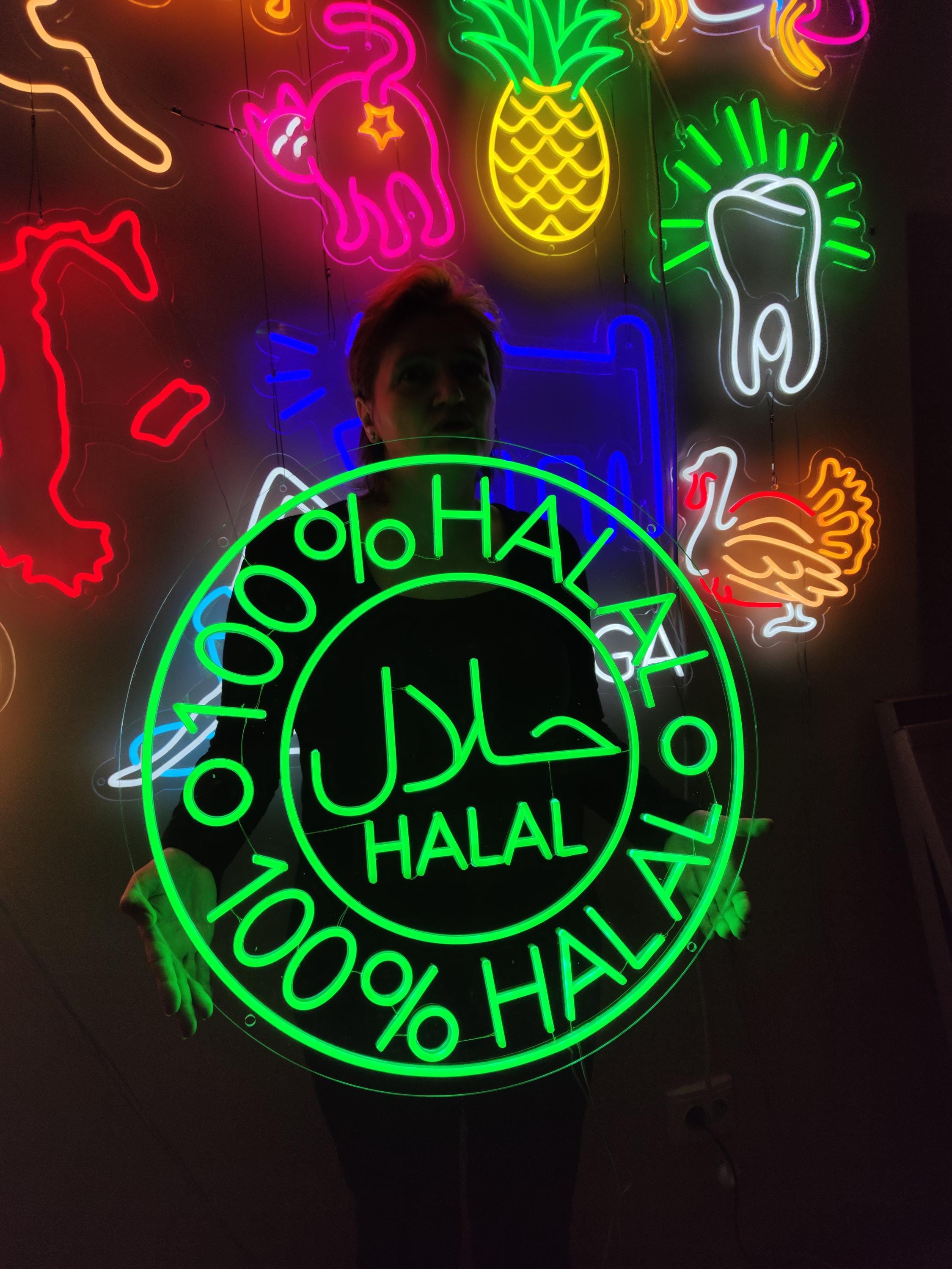 Halal Neon Sign. 100% Halal Wall Decor. Islam Led Sign. Ramadan Bespoke ...