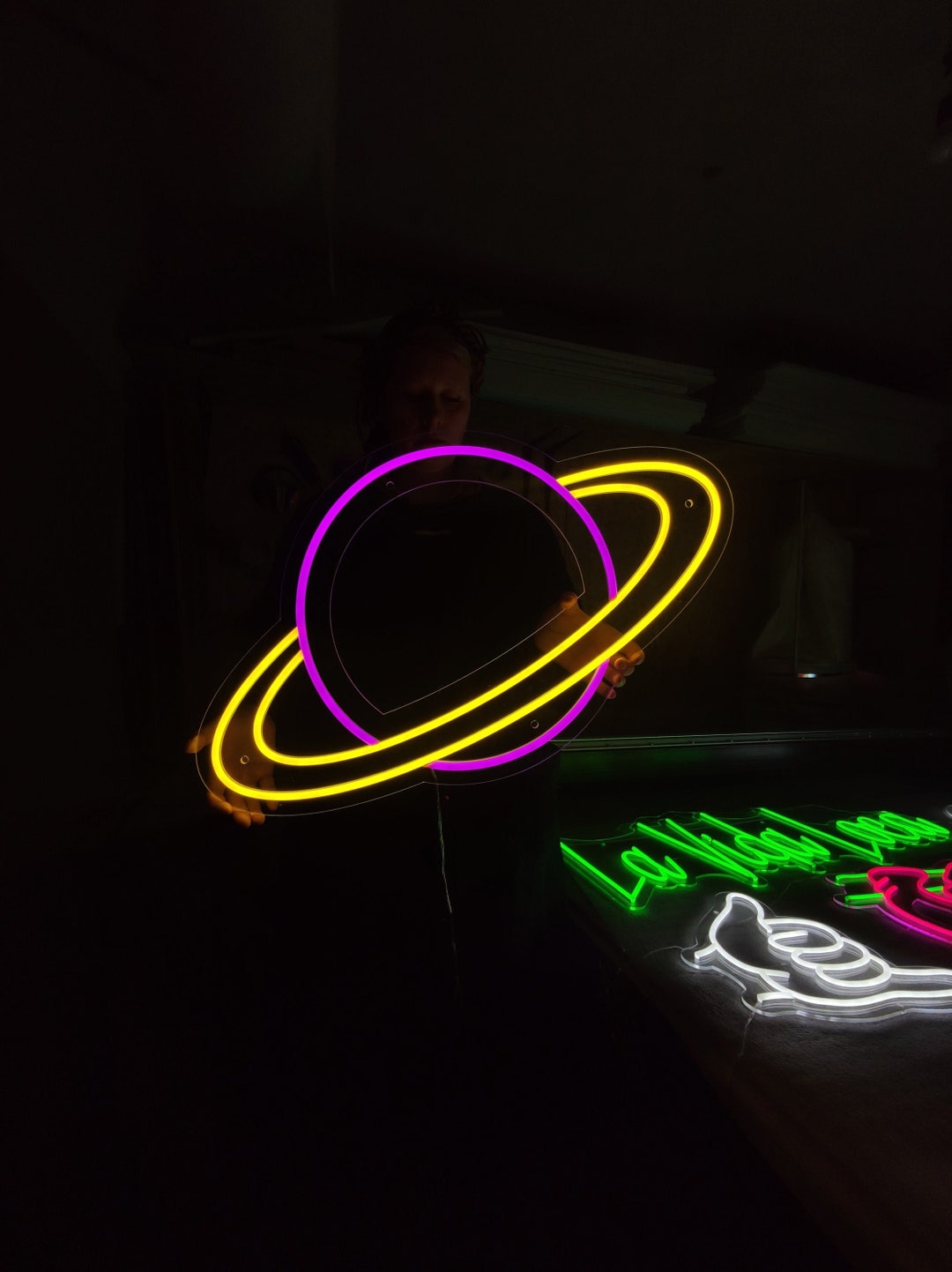 Planet Neon Sign, Space Led Neon, Galaxy Light Sign, Custom Saturn Led ...