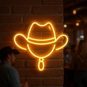 Cowboy hat neon sign, cowboy led light, rodeo led sign, custom western decor neon light, cowboy party decor, cowboy hat light sign