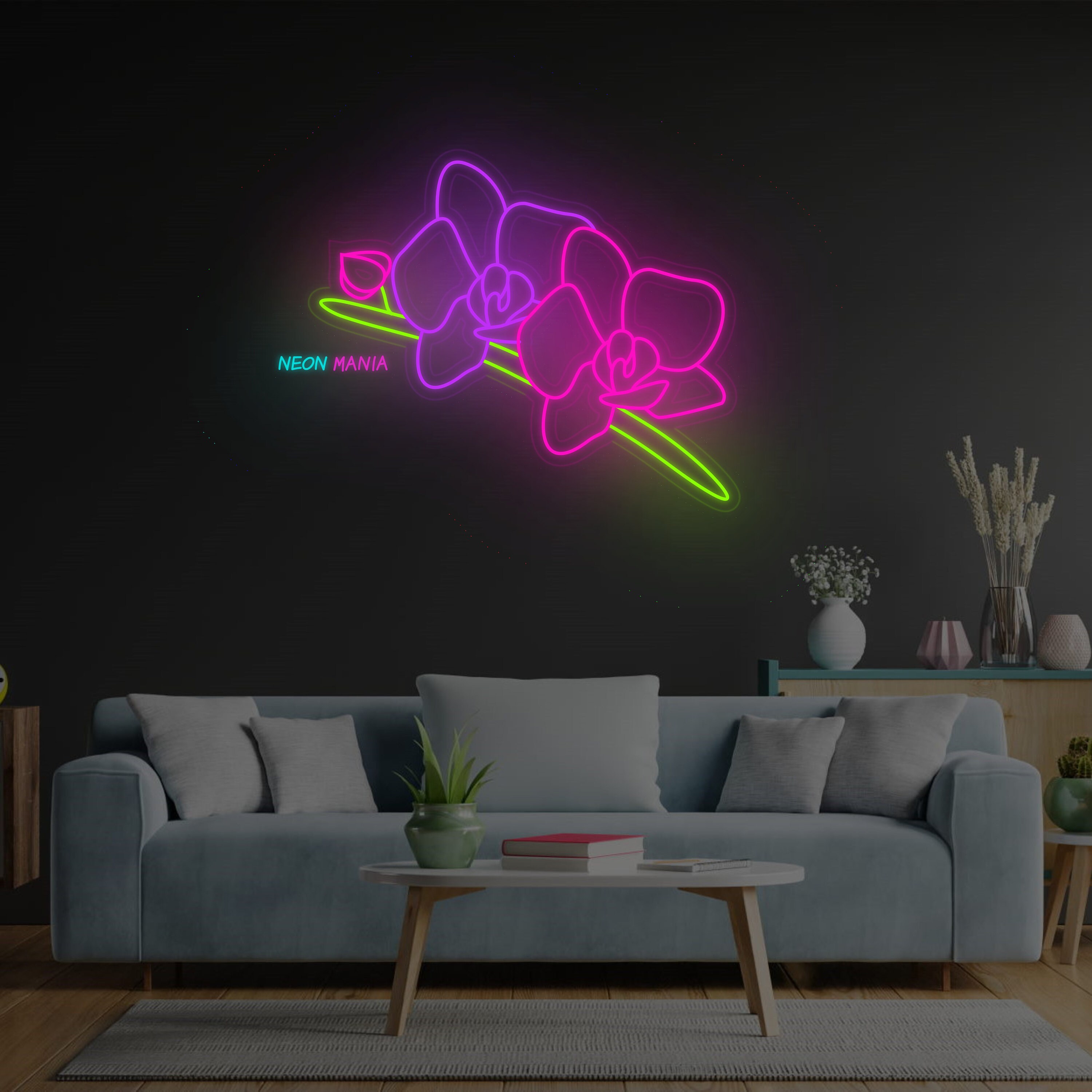 Orchid Neon Sign, Flower Light Sign, Floral Shop Led Neon, Plant