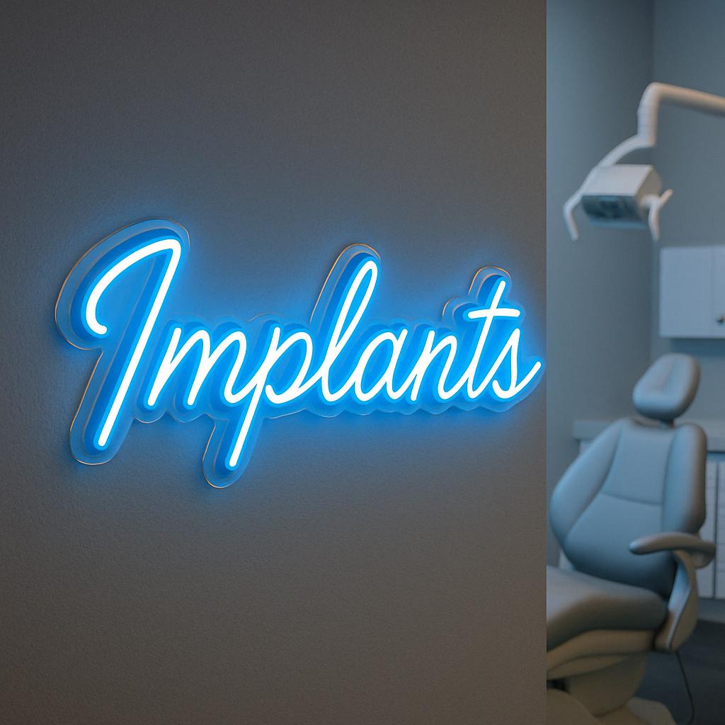 Tooth Implant Neon Sign. LED Hospital Decor. Dental Clinic Neon Decor ...