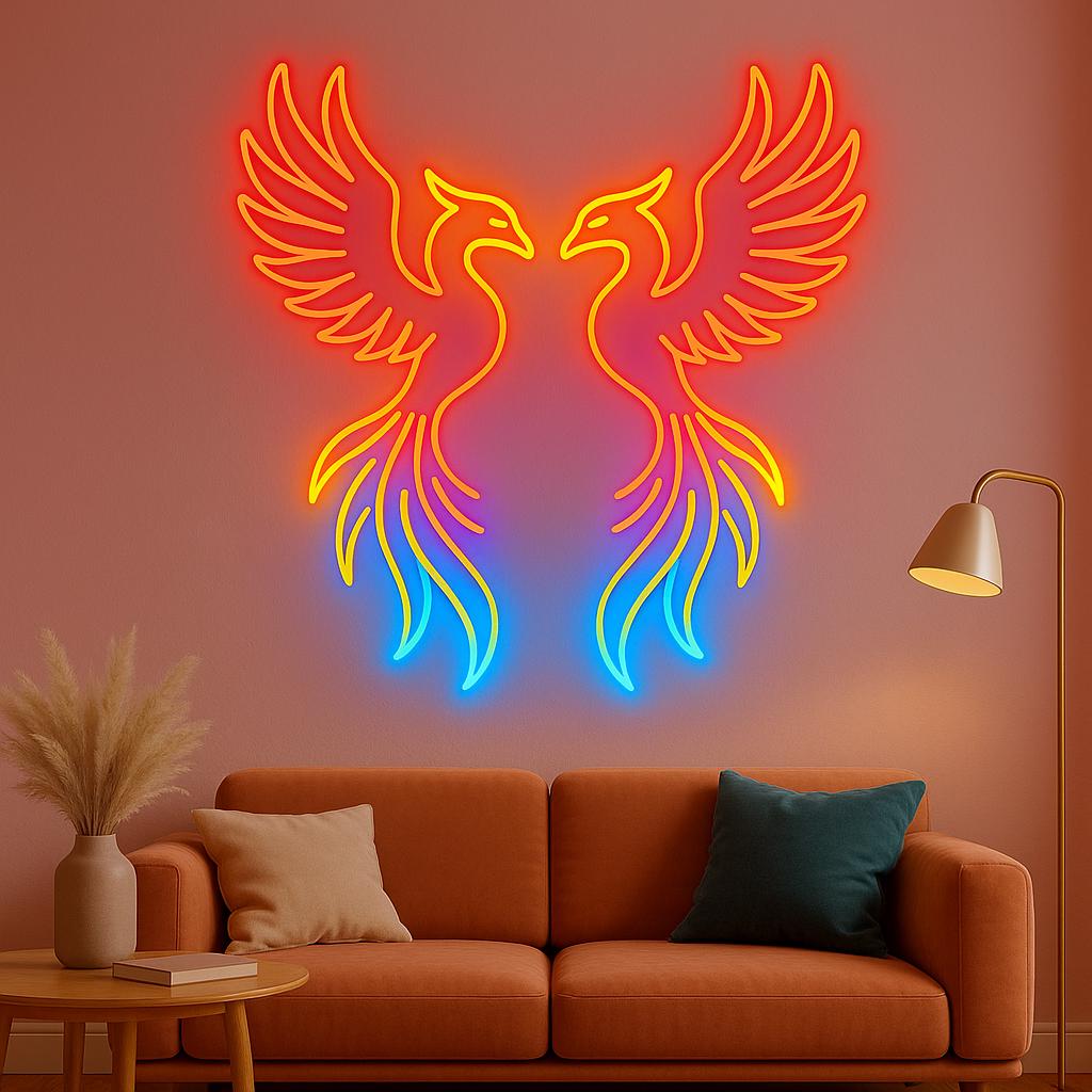Phoenix Neon Sign. Legendary Immortal Bird Light Sign. Bird Phoenix Neon Sign. Legendary Immortal Bird Light Sign. Bird