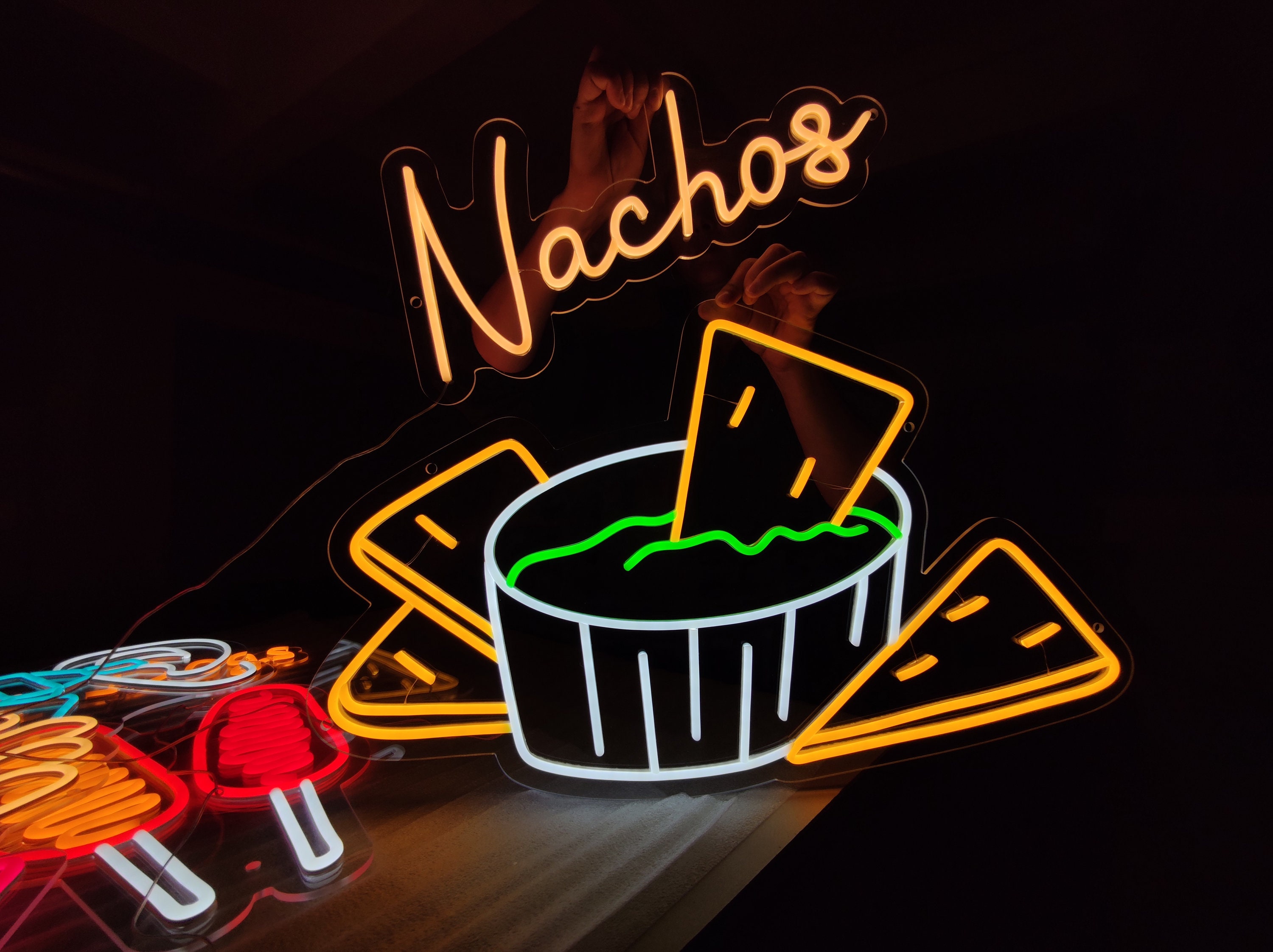 Nachos Neon Sign, Cheese Sauce Neon Light, Mexican Nachos Light