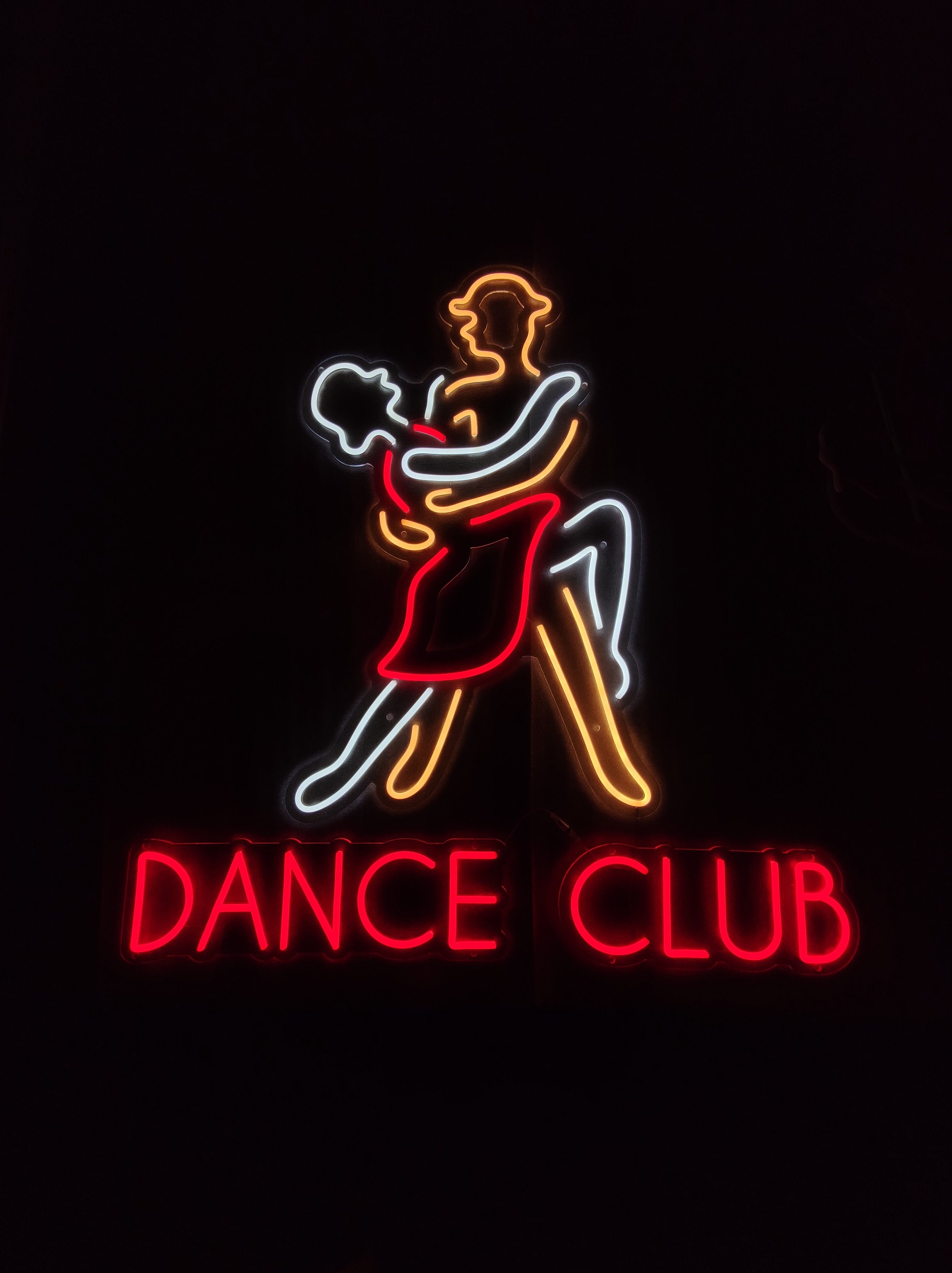 ダンサーのネオンサイン、ダンスクラブのネオンライト、社交ダンスの