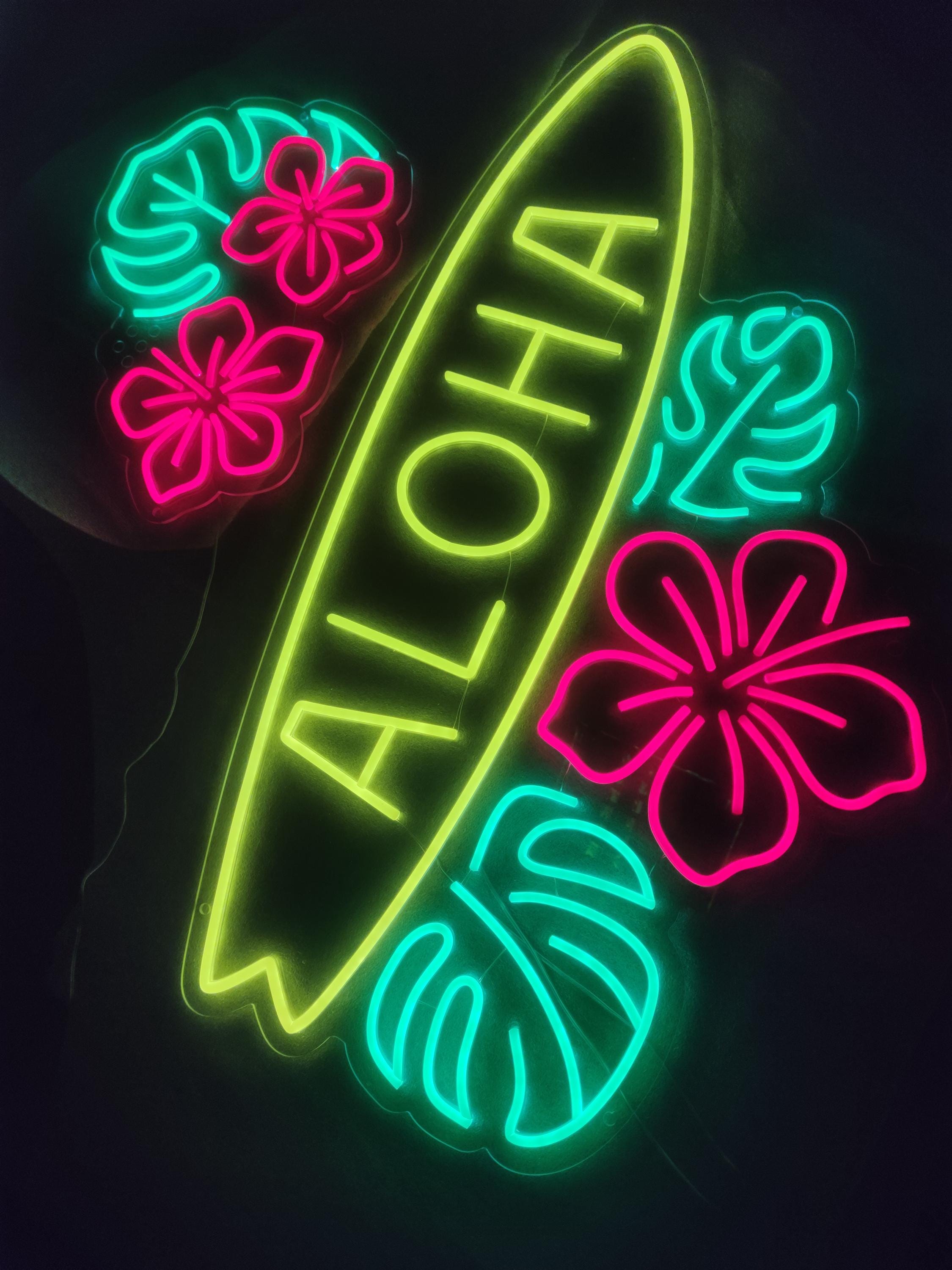 アロハネオンサイン。バーLED装飾。ハワイアンパーティーネオンサイン