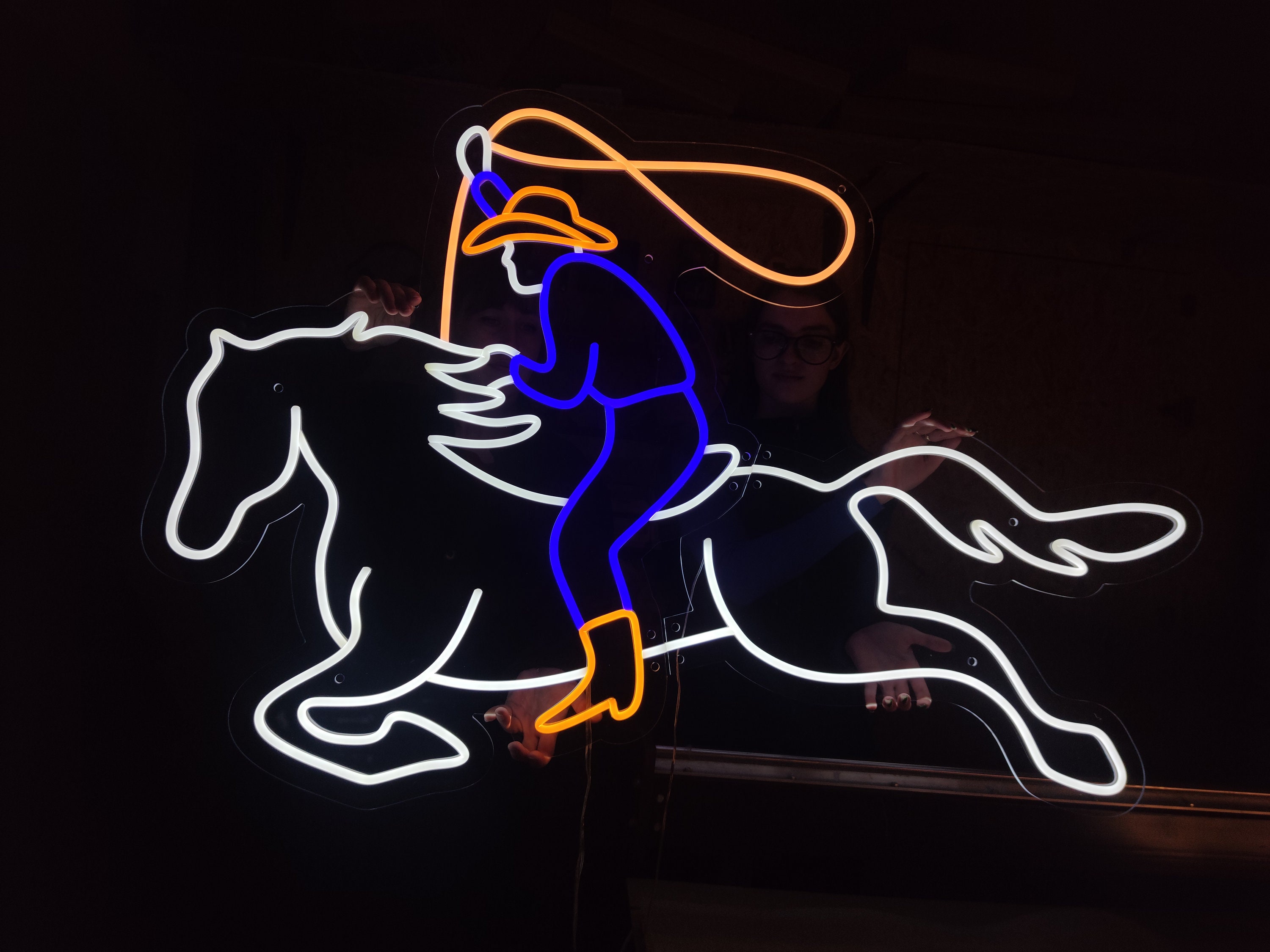 女性に人気！ Horse Riding Cowboy Sign, Neon Rodeo Led Horse Cowboys Neon, パンツ