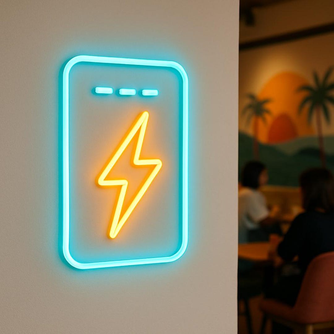 Power Bank and Lightning Neon Sign. Power Bank and Accessories Stores ...