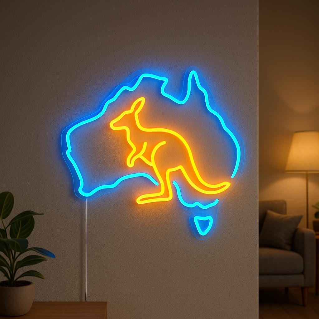 Kangaroo Led Rings Kangaroo Led Sign. Australia Map Neon Sign. Living Room Light Sign. - Etsy