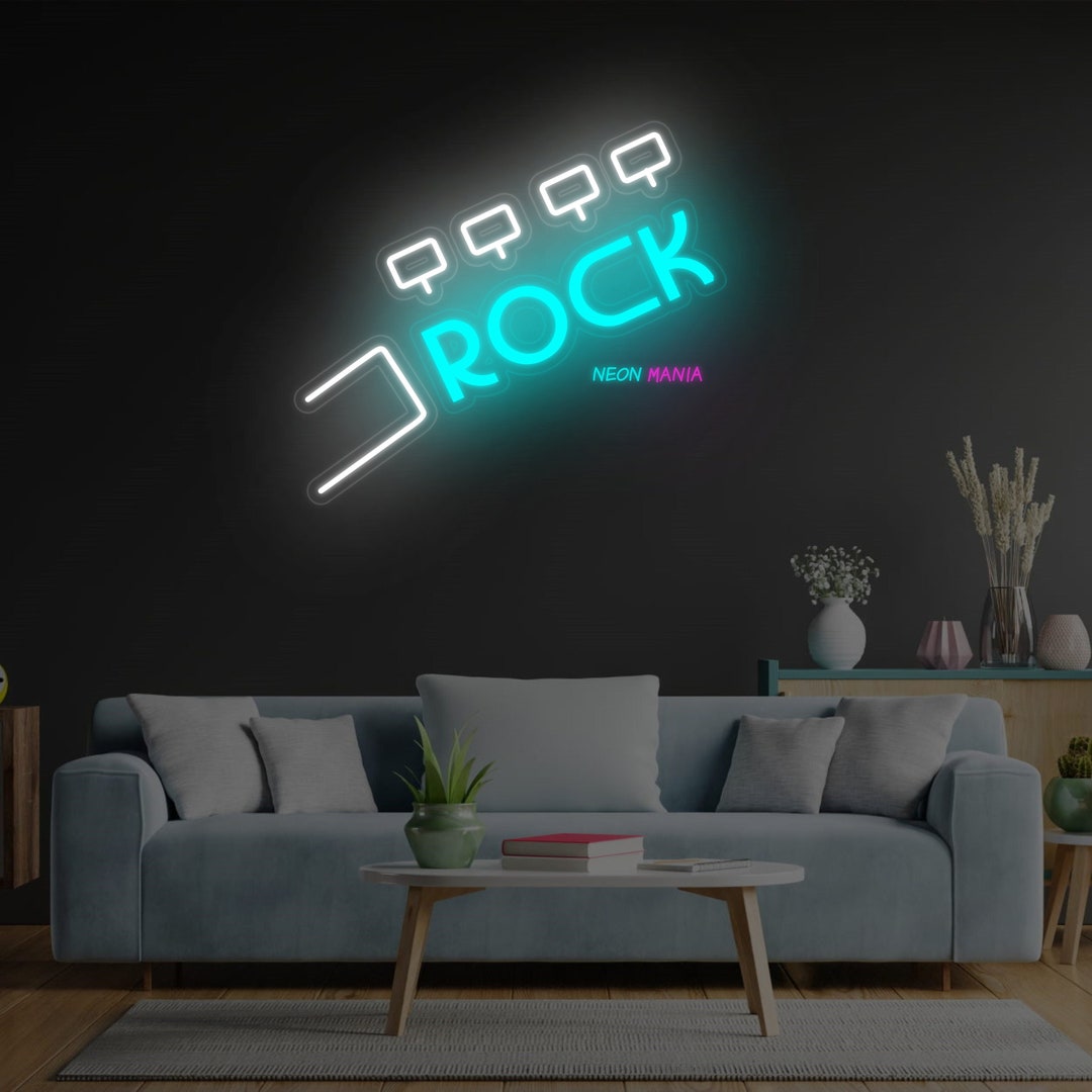 Rock Neon Sign: the Perfect Sign for Music Lovers. Rock Guitar Led Neon ...