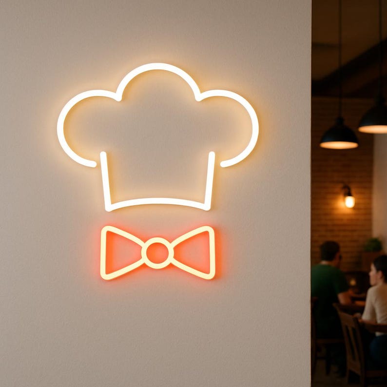 Chef Hat Neon Sign. Restaurant Light. Bistro Led Sign. Gift Idea Chef ...