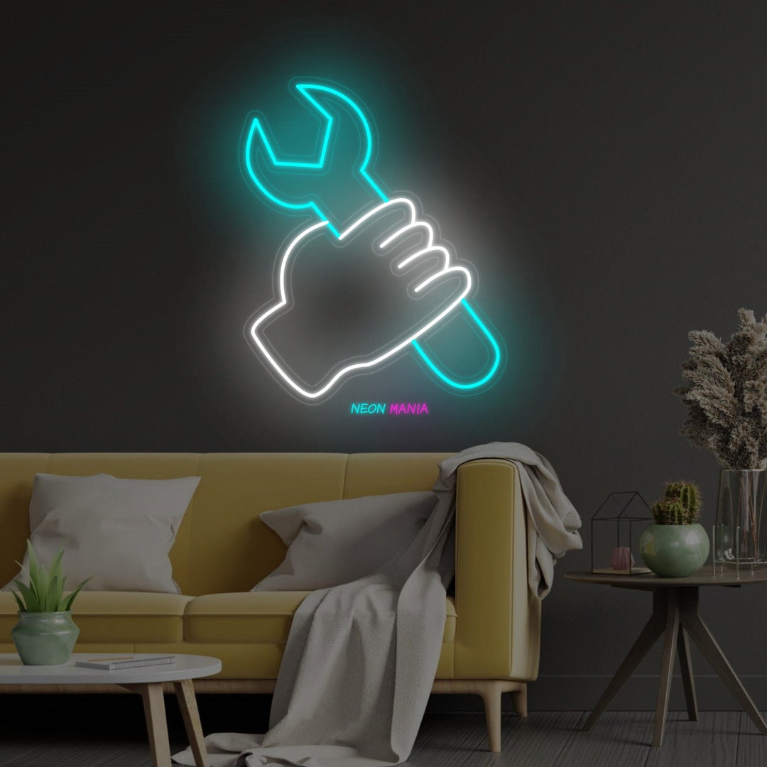 Maintenance Service Light Wrench Neon Sign Gear Wrench Led Light Repair Service Light - Etsy