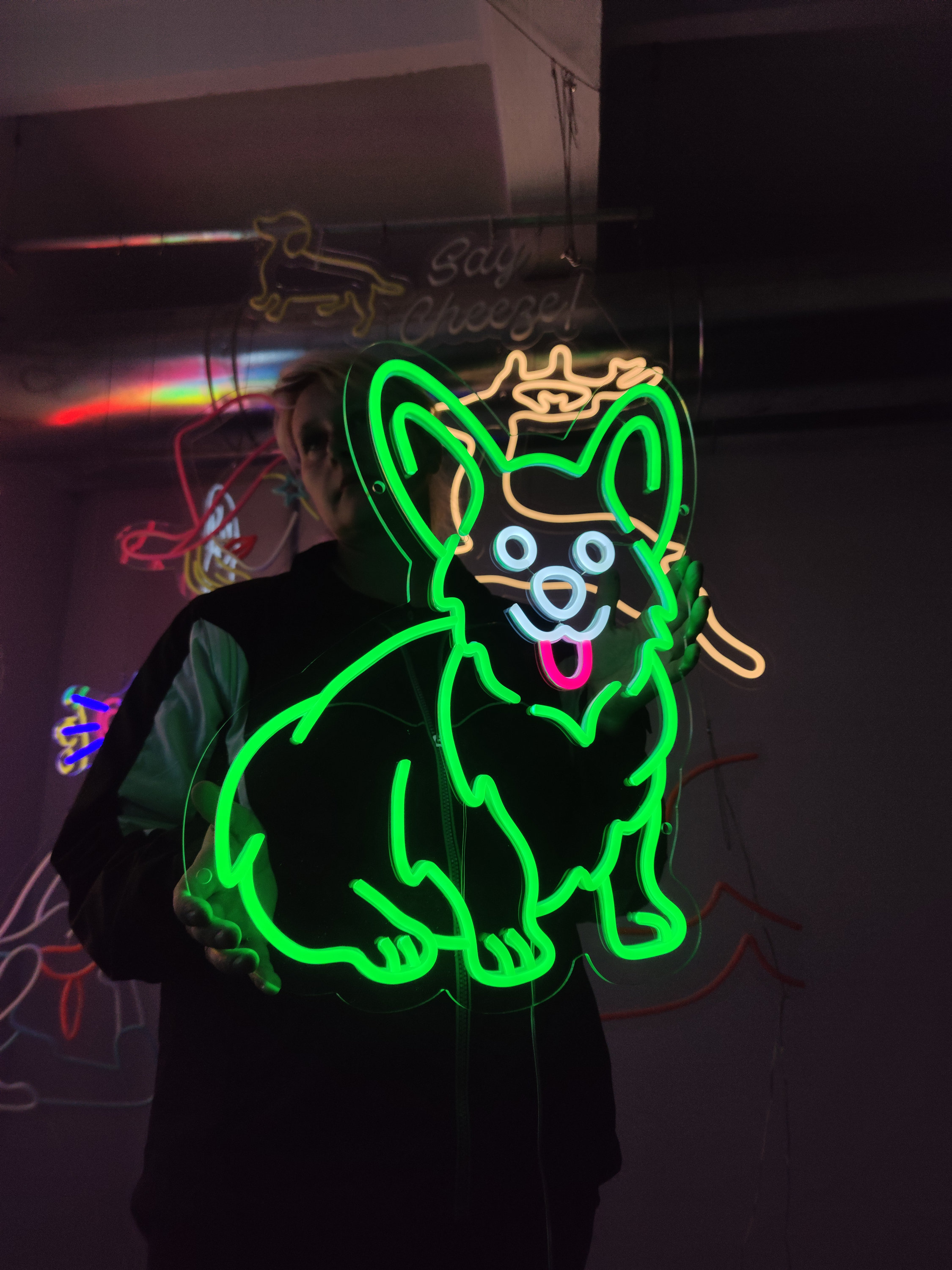 コーギーのネオンサイン、犬のLEDサイン、かわいいコーギーのライト