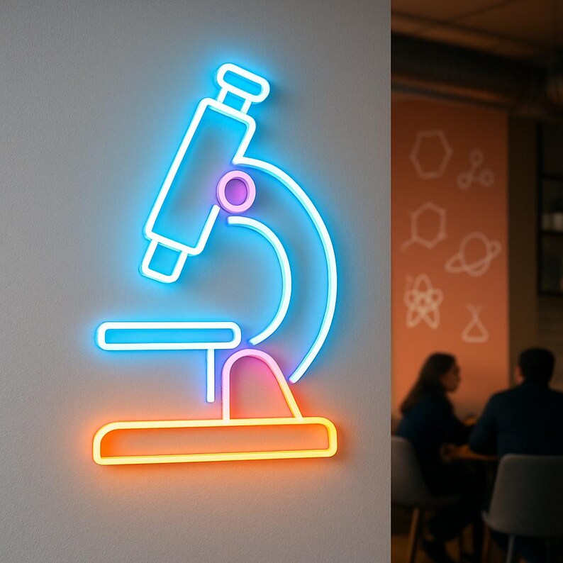 Microscope Neon Sign. Medical Laboratory Light. Polyclinic Led Sign ...