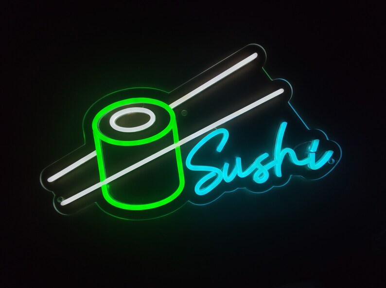 Sushi Neon Sign Sushi Roll Set Neon Lights Japanese - Etsy