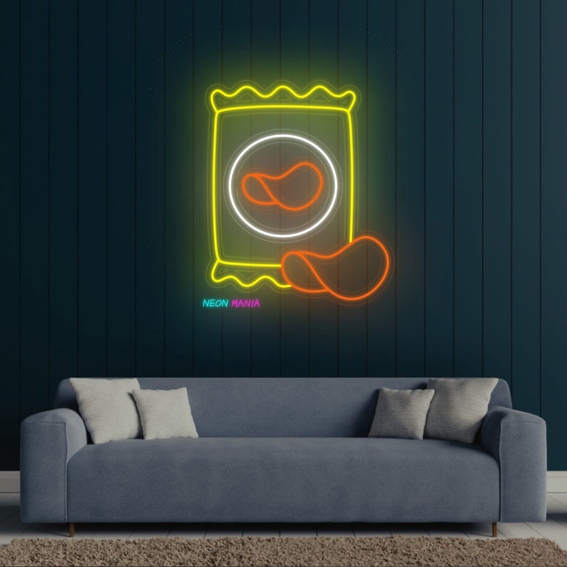 Chips Neon Sign Crisps Led Light Potato Chips Bag Neon Etsy