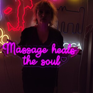 Massage heals the soul neon sign, massage led light, custom wall decor spa center neon light sign, massage room decor, healing neon sign image 5