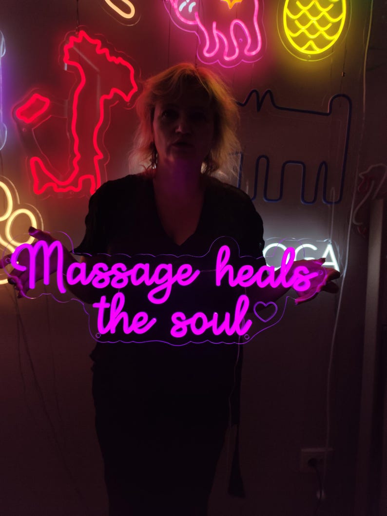 Massage heals the soul neon sign, massage led light, custom wall decor spa center neon light sign, massage room decor, healing neon sign image 5