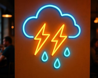 Cloud Neon Sign: Raining LED Light, Kids Room Decor
