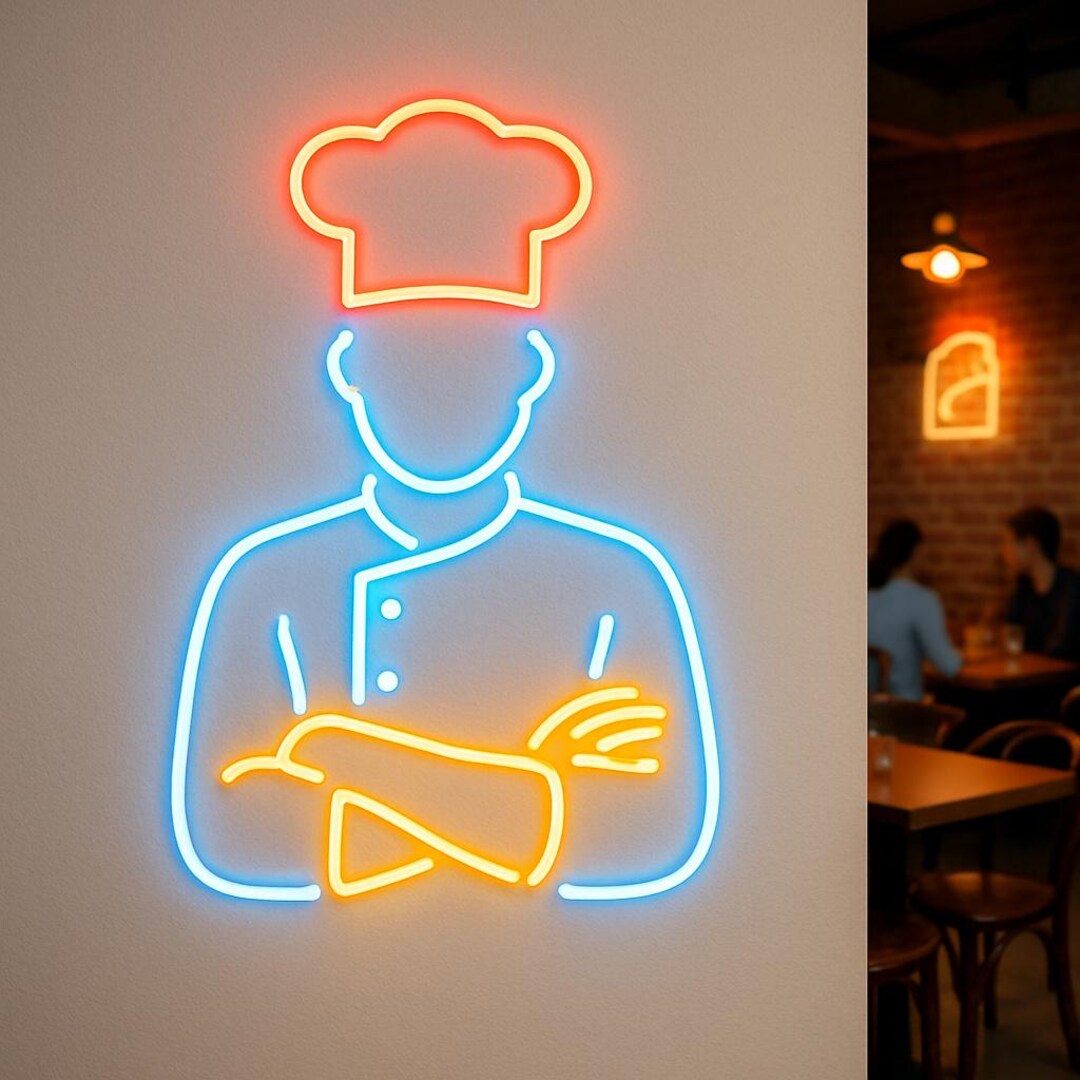 Chef Neon Sign. Restaurant Light. Bistro Led Sign. Kitchen Neon Decor ...