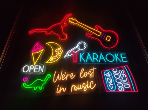 Buy Guitar Neon Sign, Live Music Neon Light, Music Instrument Led 