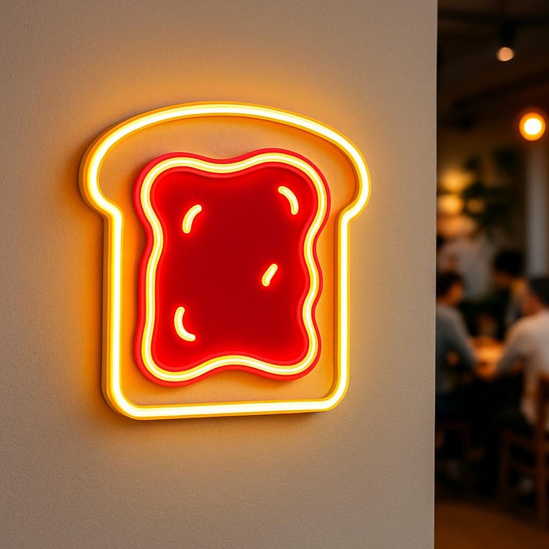 Toast Signs Toast Neon Sign. Toast With Egg and Avocado Light. Toast With Jam Led ...
