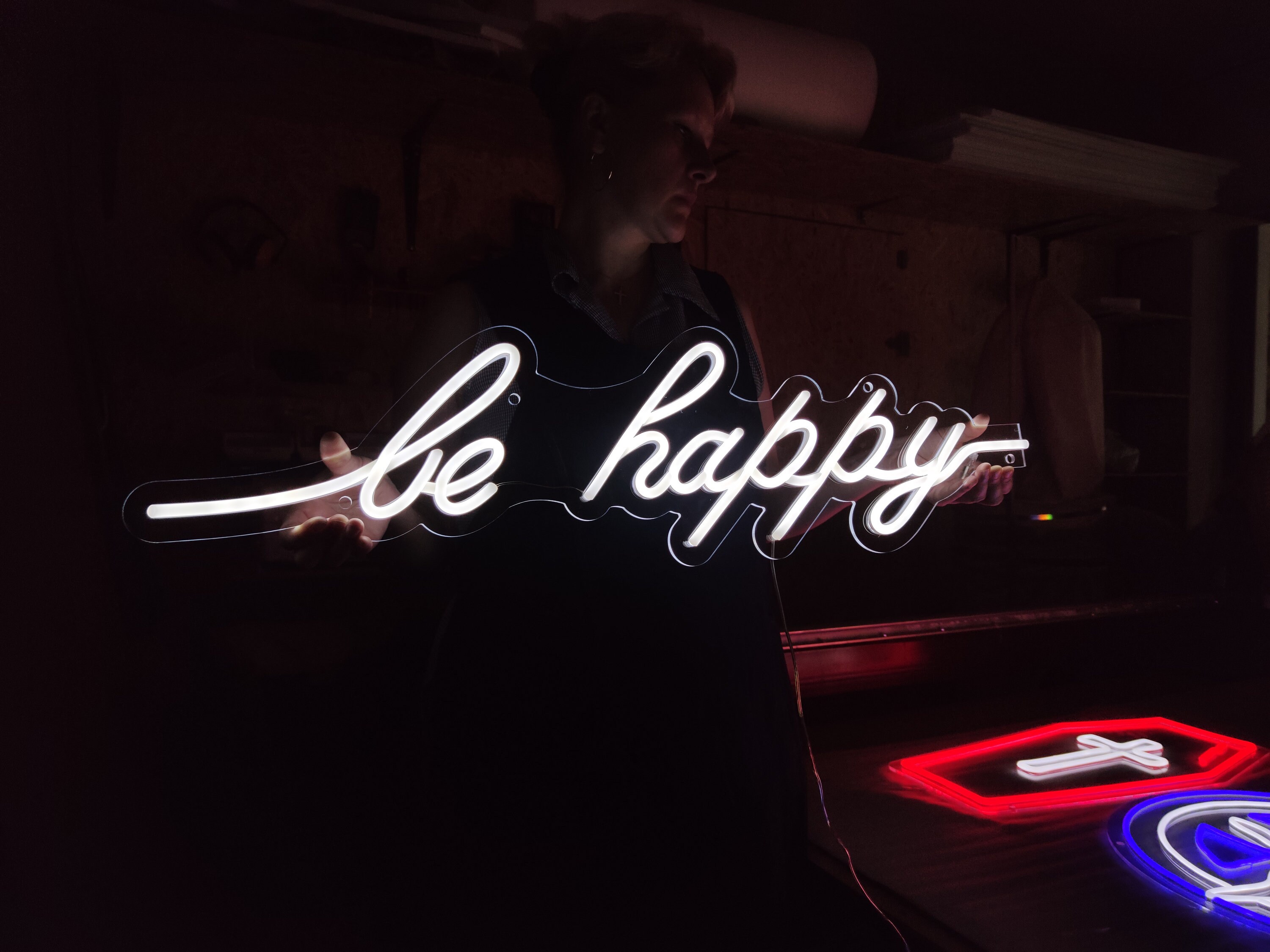 Happy Led Sign Be Happy Neon Sign, Happiness Led Sign, Happy Led Light, Custom Bar Led ...