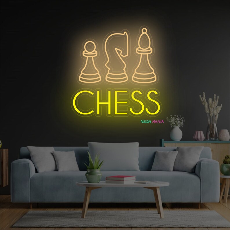 Chess Neon Sign, Chess Club Led Light Sign, Custom Chess Pieces Led ...