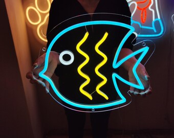 魚のネオンサイン、熱帯魚のLEDサイン、ペットショップの装飾用LED