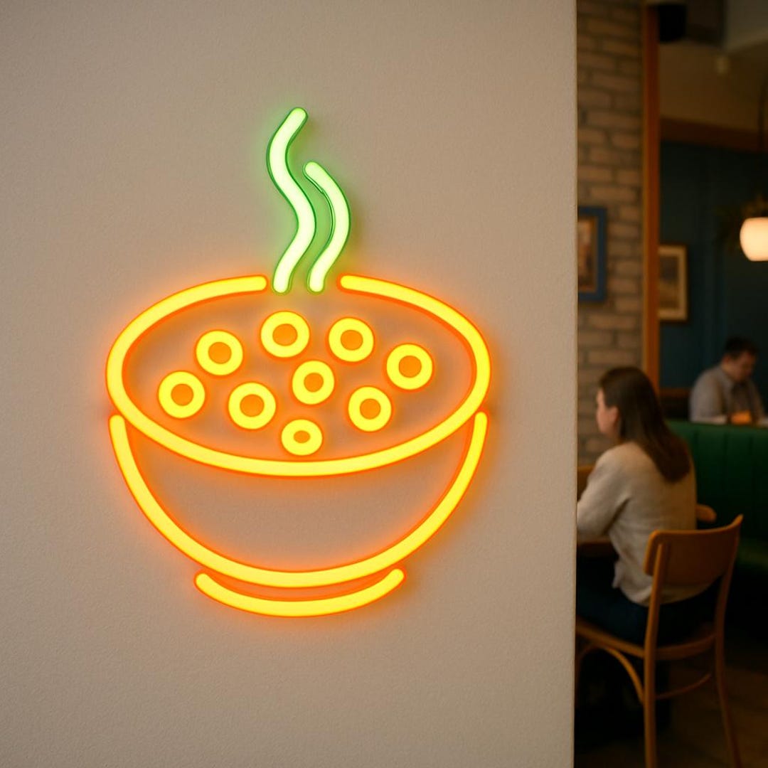 Soup Sign Led Lentil Soup Neon Sign. Restaurant Light. Vegetarian Kitchen Led Sign ...