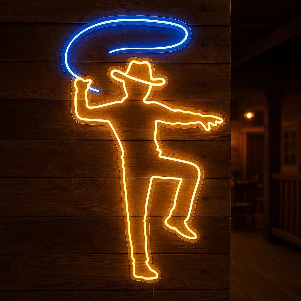 Cowboy Neon Sign. LED Western Decor. Wild West Led Sign. Cowboy