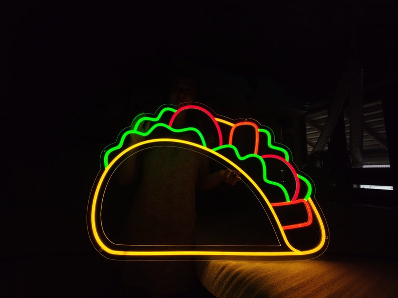 Taco Neon Sign Tacos Led Light Mexican Neon Lights Mexican Etsy