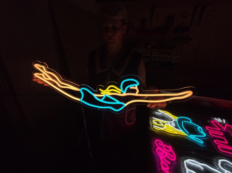 Swimming Woman Neon Sign, Swimmer Led Neon, Swimming Pool Led Light ...
