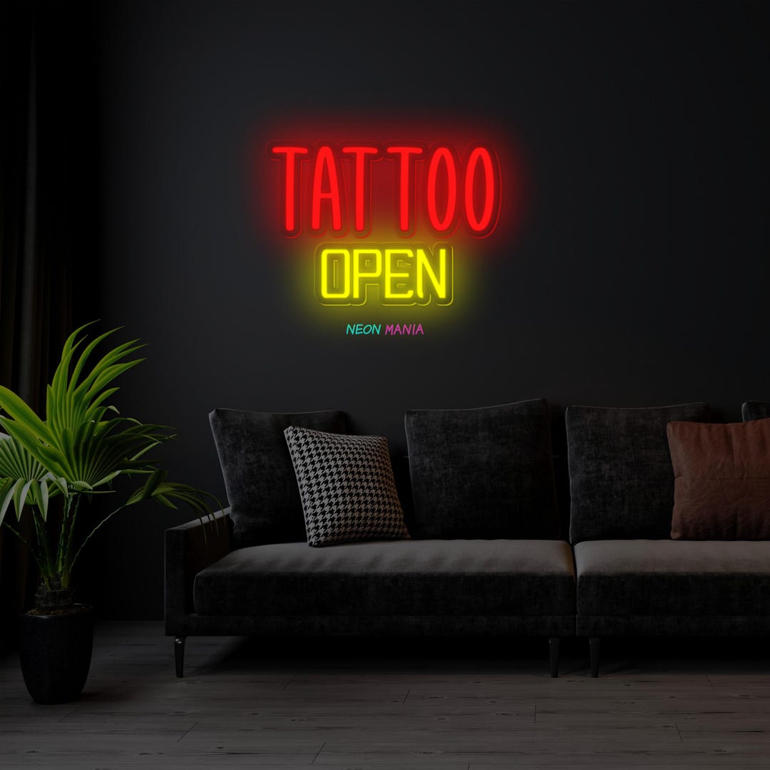 Neon Tattoo Open Led Sign. LED Business Sign for Tattoo Parlor. Gift ...