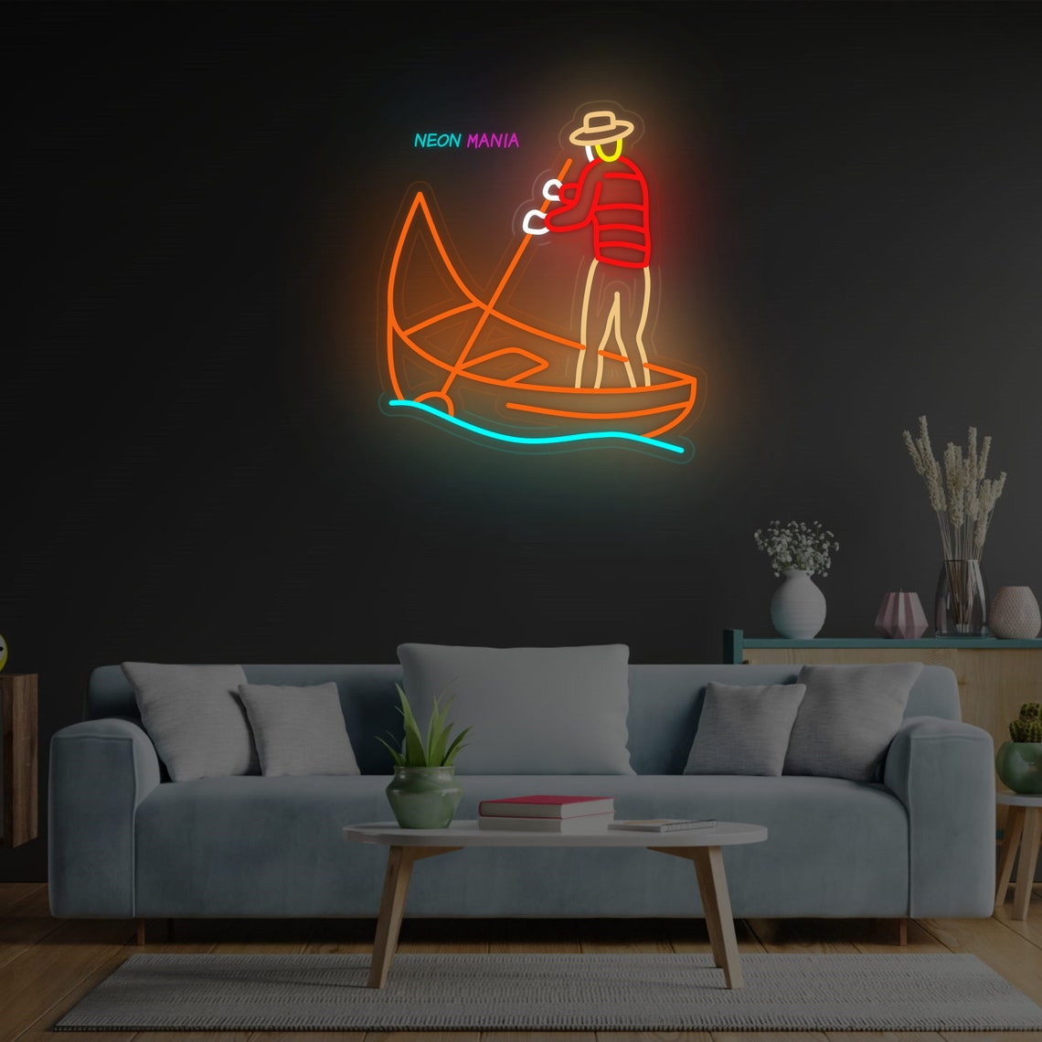 Gondoliere Neon Sign: Light up Your Wall. Old Boat Led Light Sign ...