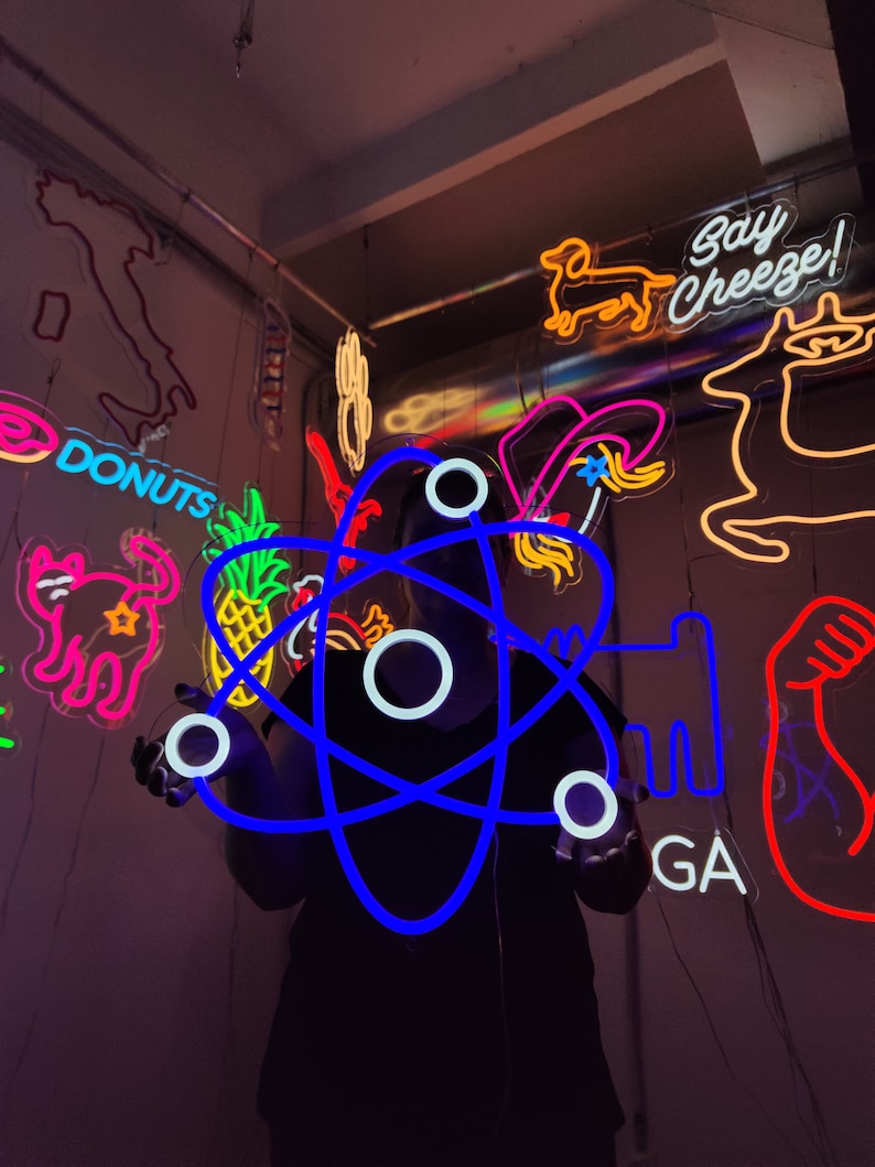 Molecule Neon Sign, Atom Neon Light, Human Molecule Led Sign, Electrons ...