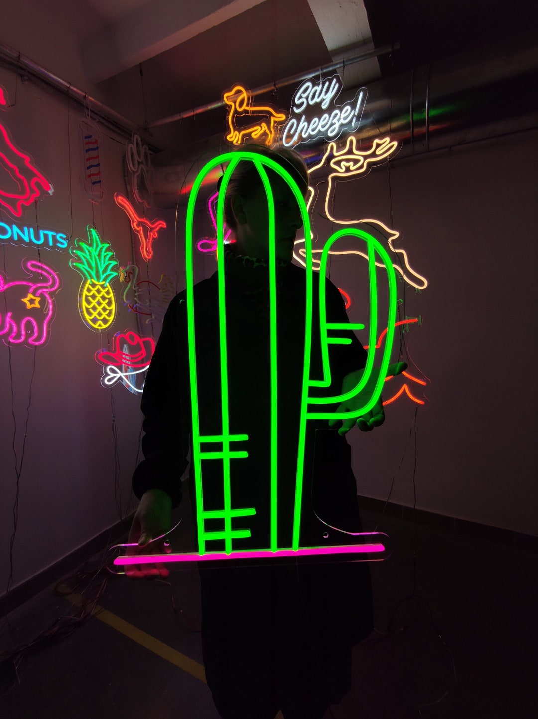 Сactus Neon Sign, Cactus in the Desert Led Light, Houseplant Led Sign ...