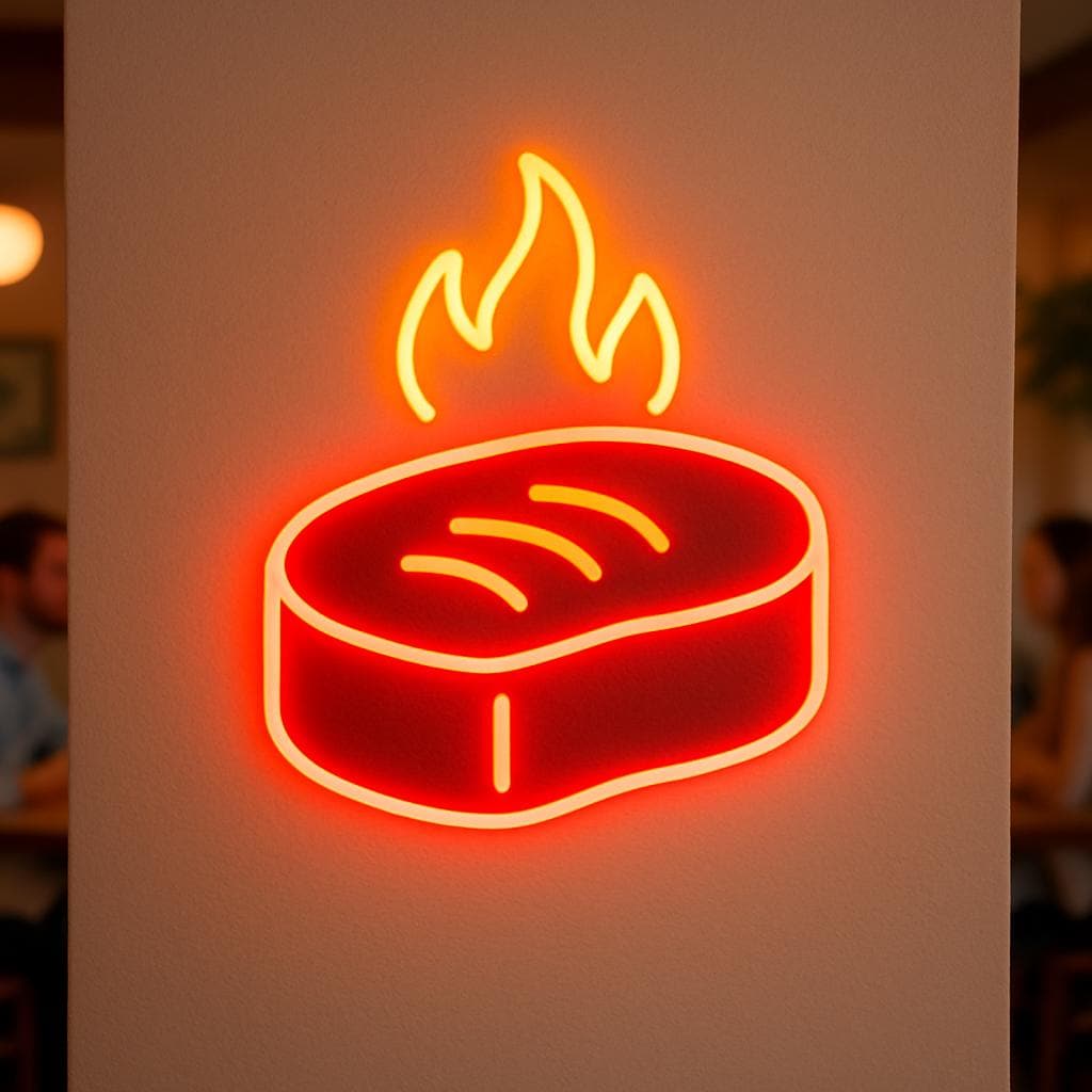Filet Mignon Neon Sign. Steakhouse Restaurant Light. Cooking Led Sign ...
