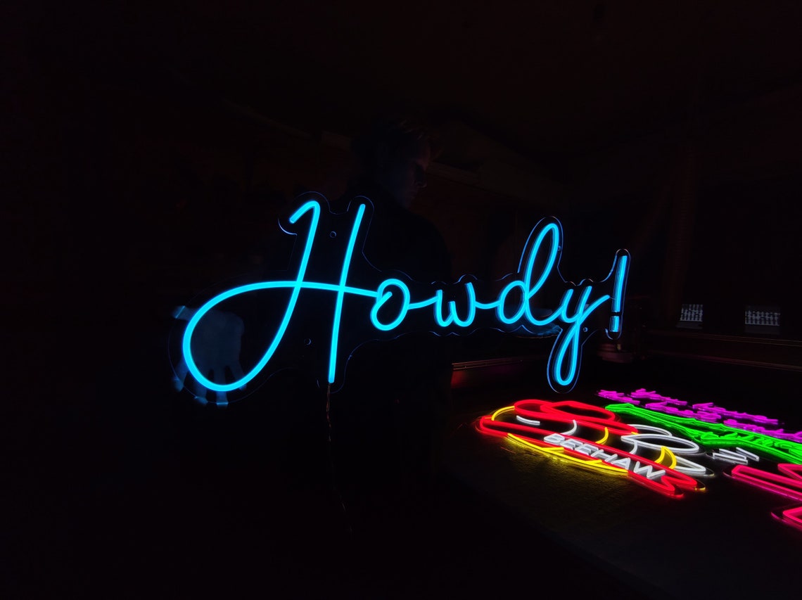 Howdy Neon Sign, Hello Sign, Western Led Sign, North American Greeting ...