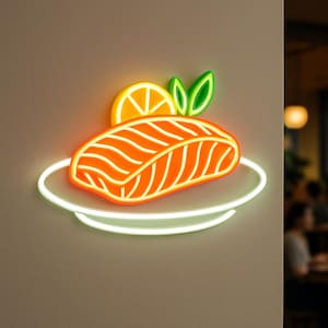 Seafood Restaurants Leuchtreklame. Kochlicht. Lebensmittel Led Schild. Geschenkidee für Chef. Restaurant Neon Decor. Fisch, Krebs, Garnelen, Lachs