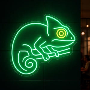 Letrero de neón de camaleón, letrero de neón LED de camaleón multicolor, iluminación LED personalizada para zoológico, dormitorio, salón, bar, gimnasio