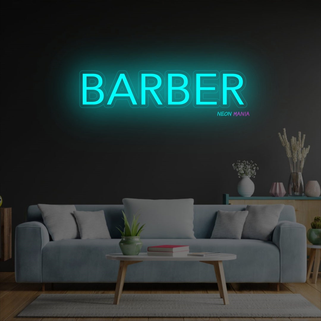 Barber Neon Sign Led Sign Salon Led Light Barber Etsy